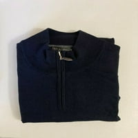 Muška trgovina Muška mornarica mock vrat Classic Fit Quarter-zip Merino mješavina pulover džemper xxl