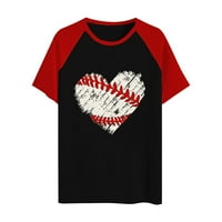 CLLIOS bejzbol mamine majice za žene Sjeverno print kratkih rukava Comfy Crewneck Ljetni top patchwork