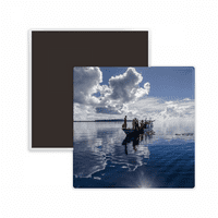 Ocean Water Blue Boat Ljudi Slika Square Cercas Frižider Magnet Sadržaj memento