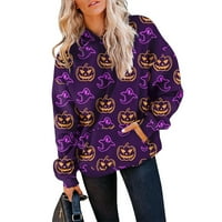Ženska jeseni i zimski Halloween tiskani pulover dukserice s kapuljačom dugih rukava modna dukserica