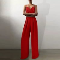 Lilgiuy ženski modni ljetni čvrsti casual camis bez rukava bez rukava, prebiva crvena jesen zima