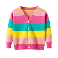 Dječje djevojke rebraste kardigan džemper Toddler Rainbow Color Knit Cardigan Dupke za prednje gumb