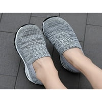 Prednje nožne tenisice pletene gornje stane mrežne casual cipele joga prozračne šetnje cipele žene kliznu na čarapiju sive 8.5