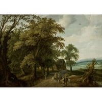 Willem van den Bundel Black Ornate uokviren dvostruki matted muzej umjetnosti pod nazivom: pejzaž sa putnicima na putu