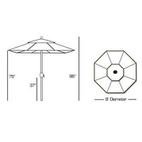 GALTECH 9-Ft. Aluminijum Tilt Sunbrella Patio Kišobran
