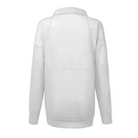 Odeerbi božićne majice za žene dugih rukava Ležerne prilike casual erogene modne tiskanje V-izrez rucked buched pulover bluza bijeli