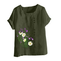 ERYAO majica kratkih rukava za žene Ljetni grafički cvijet Tipke Tipke Dugmas Okrugli vrat Majica Labavi