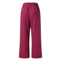 Manxivoo hlače za žene Ženske labave ležerne crteže visoke struk hlače Solidne boje ravne prorezne pantalone