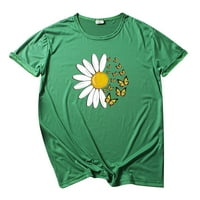 Wendunide ženske majice Ženska modna ležerna ležerna cvjetna majica sa više boja okrugla vrata zelena l