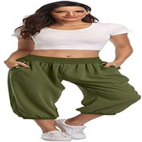 Dilgul ženske harem hlače labave fit capri pantalone jogger workout joga hlače sa džepovima vojska zelena