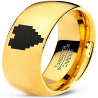 Tungsten Gamer Heart Band prsten Muškarci Žene Udobne cipele 18K žute zlatne kupole Polirano 14