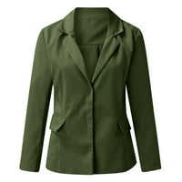 Yubnlvae Jakne za žene, ženske ležerne bluže otvorene prednje dugih rukava radne kancelarijske jakne kaput vojska zelena xxxl