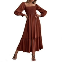 Žene haljine s dugim rukavima rulja rđa smeđe xs