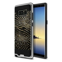 Četkani hibridni slučaj Tanak tvrdi sloj oklop poklopac za Samsung Galaxy Note 8, Zebra Stripes Gold