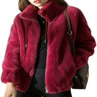 Haite Sherpa Fuzzy fleece kaput za žene pune zip jakne Ležerne zimske tople stalke Okruga sa džepom