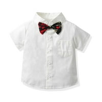 Lovskoo Toddler Boys Ljetni luk Svečano odijelo Gospodeman Školsko uniformno odijelo Kratki rukav Ispis