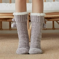 Lovskoo Slipper Čarape za žene Srednje telefwinter debele čarape sa hvataljkama sa hvataljkama Noćne vunene čarape Slatke novitetne čarape za posade Sive