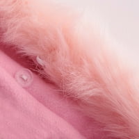Ženska zimska reverska vuna kaput jakna dugih rukava sa dugim rukavima ružičasta