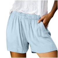 Huaai ženske proljeće ljeto pamučne posteljine kratke hlače Čvrsta boja sa podijeljenim džepom casual