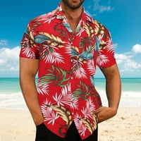 Muška proljetna ljetna majica casual havajska plaža tropsko dugme Tropical Dugep Top košulja Štampani