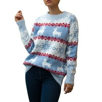 Ženska božićna snježna pahuljica izvlačenje Pljuskovi džemper dugih rukava plišani džemperi džemperi