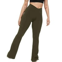 Ženske sportske hlače, Stretch Yoga gamaše Fitness Trčanje teretane Sportska dužina Aktivne hlače zelena