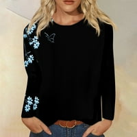 Bazyrey dukseri za žene plus veličine dugih rukava trendi čvrsta labave bluze okrugli vrat casual pulover