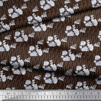 Soimoi Brown Moss Georgette Tkaninski umjetnički cvijet i točkice Dekor tkanina Široko dvorište