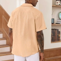 Funicet muške ljetne košulje prugaste casune majice s majicama okrugle ovratnike Majice kratkih rukava