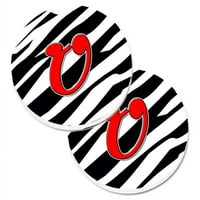 Monogram Početna u zebri crveni set nosača čaša Car Coaster