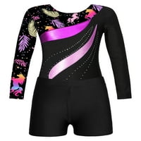 Dječje djevojke Sportski odijelo Gymnastic Outfit Crtani konj Print Letard s kratkim hlačama za Work
