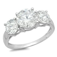 3. CT Sjajan okrugli rez pravi prirodni dijamant Si1-si G-H 18k bijelo zlato Tro-kamena Obećaj Vjenčanje