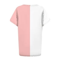 Ženske plus veličine-top za ljetne latice majice sa labavim plusom ružičasti xxxxl