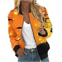 Ženska jakna za bomber Cardigan dugih rukava Fall Prorucni odjeća za patent zatvarač za zatvarač Halloween