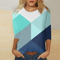 Troje tromjesečje rukav smiješni grafički casual boju blokiranje boja bluze majica za žene posade vrat
