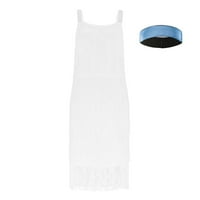 HHEI_K Ženska modna spajanje vetrove Tassel A-line suknje bez rukava, haljina haljina haljina