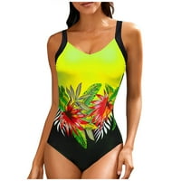 Knosfenske ženske kostimu Tummy Coleit Vrući kupaći kostimi cvjetni ispis Jedno-komad kupaćih kupanja
