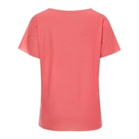 Ženski bluze Moda Željeza Labavi ljetni V izrez Casual Western Print kratkih rukava Red XL