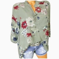 Ženska cvjetna majica s dugim rukavima Elegantna tiskana baggy pulover majica casual labav cvjetni ispis
