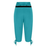 Azrijski ženski pasti modne hlače, žensko ljeto visokog struka Solid Boja podudaranje Slim Fitgue Yoga Gym hlače svijetlo plava veličina L U prodaji