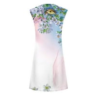 Drindf haljine za žene labavi tanak fit gumb V izrez Pletaed sundress Ljetni ručni tunik mini haljina