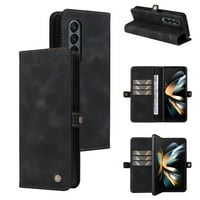 za Samsung Galaxy Z Fold 5G Case Case Nositelj s držačem kartice, mat tanki FIT Premium PU kožna + pad