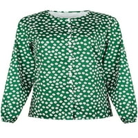 Capreze Dame Tops cvjetne sitnice dugih rukava Bluza Ležerne tuničke majice V izrez zeleni xxl