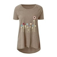 IOPQO Grafičke majice za žene Ženska moda plus veličina Print okrugli vrat Duga majica s kratkim rukavima