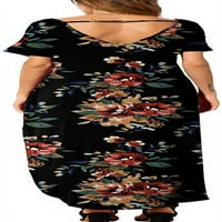 Žene Moderan dugačak haljina Labavi džep kratki rukav Split Maxi haljina
