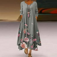 Ljetne haljine za žene elegantna cvjetna duga haljina labavi rukavi o vratu Ispis duga haljina nepravilna