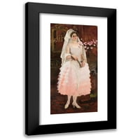Kazimierz Starrowski Crni moderni uokvireni muzej umjetnički print pod nazivom - Portret dame u ružičastoj haljini - Španjolska žena