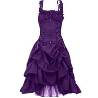 Gothic Steampunk haljine za žene plus veličine size bez rukava srušena ruffle haljina vintage srednjovjekovna
