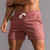 Lilgiuy muške čvrste pamučne tri točke hlača Sportska elastična srednja struka čipkasti kratke hlače