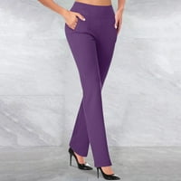 Daqian Womens plus veličine pantalone za čišćenje ženske modne ležerne temperature Čvrsta boja pletena